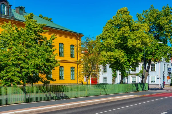 stock image Colorful houses in Swedish town Jonkping.