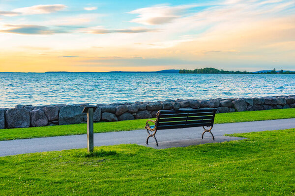 Lakeside promenade in Swedish town Vadstena.