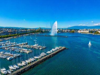 İsviçre 'nin Cenevre kentinin Panorama manzarası.