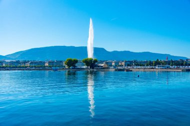 Jet d'eau fountain in the swiss city Geneva. clipart