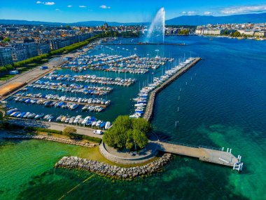 İsviçre 'nin Cenevre kentinin Panorama manzarası.