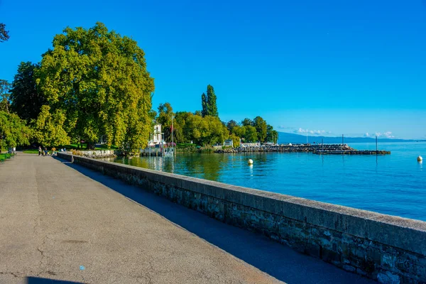 Lakeside Promenade Lac Leman Swiss Town Geneva — Stock Photo, Image