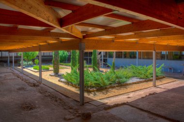 Soria, İspanya, 5 Haziran 2022: Soria, İspanya yakınlarındaki Villa Romana La Dehesa 'da antik mozaikler.