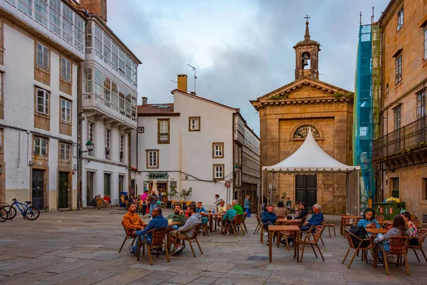 Santiago Compostela Espanha Junho 2022 Vista Pôr Sol Uma Rua — Fotografia de Stock