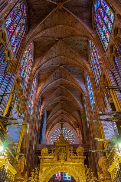 Leon Espanha Junho 2022 Interior Catedral Cidade Espanhola Leon — Fotografia de Stock