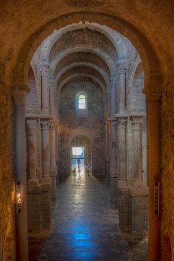 El Port de la Selva, Spain, May 28, 2022: Interior of Monastery of Sant Pere de Rodes in Spain. clipart