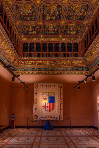 stock image Zaragoza, Spain, May 30, 2022: Decorated room of Aljaferia palace in Zaragoza, Spain.