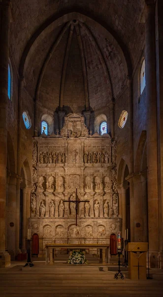 stock image Poblet, Spain, May 29, 2022: Interior of monastery of Santa Maria de Poblet in Spain.