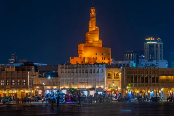 Doha Qatar Janvier 2022 Vue Nuit Mosquée Fanar Masjid Marché — Photo