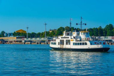 Helsinki, Finlandiya, 21 Temmuz 2022: Helsinki, Finlandiya limanında feribot.