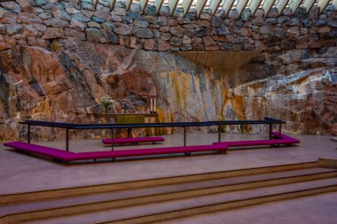 Helsinki, Finlandiya, 21 Temmuz 2022: Helsinki, Finlandiya 'daki Temppeliaukion Kilisesi.