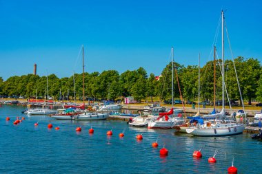 Helsinki, Finlandiya, 21 Temmuz 2022: Finlandiya 'nın başkenti Helsinki' nin deniz manzarası.