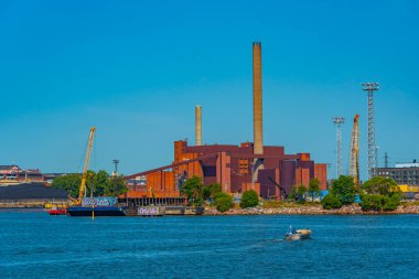 Helsinki, Finlandiya, 21 Temmuz 2022: Helsinki, Finlandiya 'da Baltık Denizi kıyısında yer alan fabrika.
