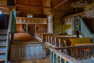 Petajavesi, Finlandiya, 22 Temmuz 2022: Finlandiya 'daki Petajavesi Eski Kilisesi' nin İçişleri.