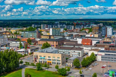 Seinajoki, Finlandiya, 24 Temmuz 2022: Finlandiya 'nın Seinajoki kentinin havadan görünüşü .