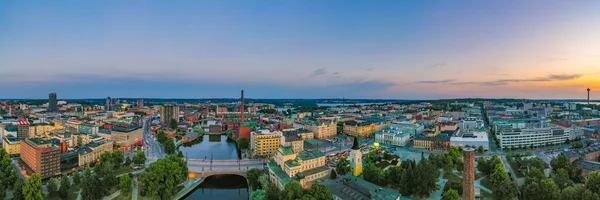 Tampere Finland Juli 2022 Zonsondergang Vanuit Lucht Het Keskustori Plein — Stockfoto