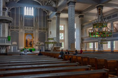 Kerimaki, Finlandiya, 26 Temmuz 2022: Finlandiya 'daki Kerimaki kilisesinin içi.