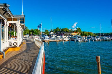 Naantali, Finlandiya, 29 Temmuz 2022: Finlandiya 'daki Naantali marinasına bakış.