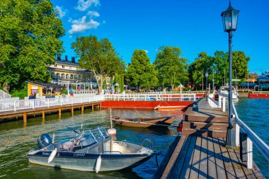 Naantali, Finlandiya, 29 Temmuz 2022: Finlandiya 'daki Naantali marinasına bakış.