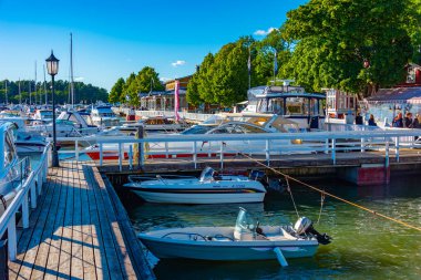 Naantali, Finlandiya, 29 Temmuz 2022: Finlandiya 'daki Naantali marinasına bakış.