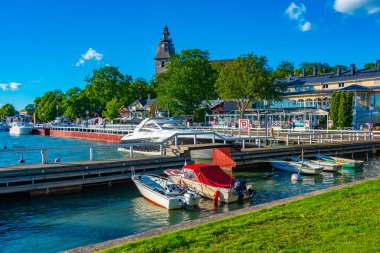 Naantali, Finlandiya, 29 Temmuz 2022: Finlandiya 'daki Naantali marinasına bakış.