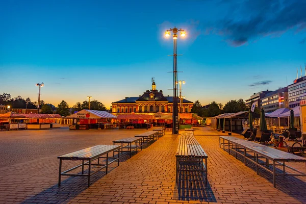 stock image Kuopio, Finland, July 24, 2022: Sunset view of town hall in Finnish town Kuopio.