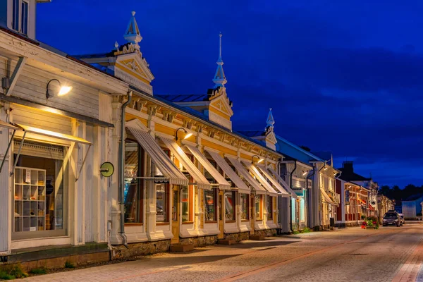 stock image Rauma, Finland, July 28, 2022: Sunset view of commercial part of Vanha Rauma district of Rauma in Finland.