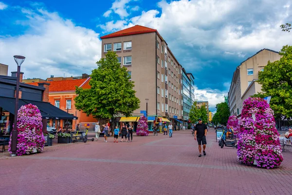 Pori Finlândia Julho 2022 Vista Uma Rua Comercial Pori Finlândia — Fotografia de Stock
