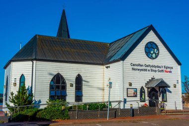 Cardiff, Galler, 16 Eylül 2022: Galler 'in başkenti Cardiff' teki Norveç Kilise Sanatları Merkezi.