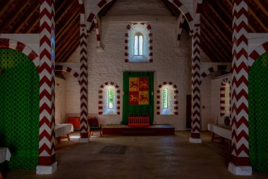 Cardiff, Wales, 16 Eylül 2022: St. Fagans Ulusal Tarih Müzesi 'nde Llys Llewelyn' in İçişleri.