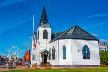 Cardiff, Galler, 17 Eylül 2022: Galler 'in başkenti Cardiff' teki Norveç Kilise Sanatları Merkezi.