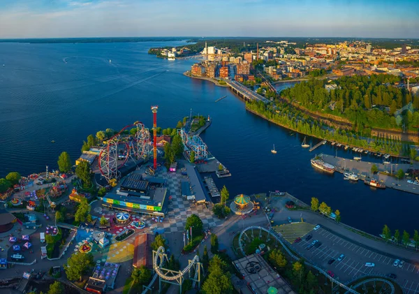 Tampere Finlandia Lipca 2022 Widok Lotu Ptaka Park Rozrywki Sarknniemi — Zdjęcie stockowe