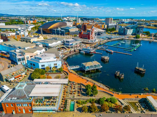 stock image Cardiff, Wales, September 17, 2022: Panorama view of Cardiff bay in Wales.