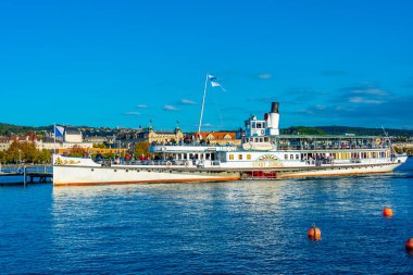 Zuerich, İsviçre, 21 Eylül 2022: Zuerich, İsviçre 'de klasik bir vapur..