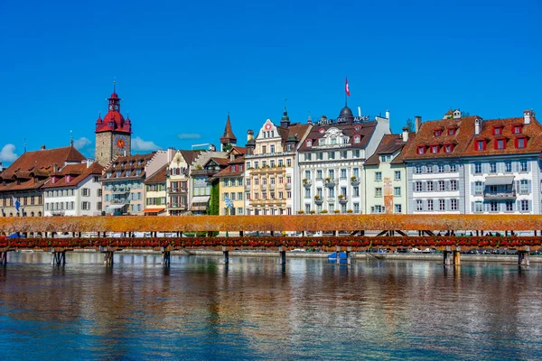 stock image Luzern, Switzerland, September 20, 2022: Panorama of Kapellbruecke at Swiss town Luzern.