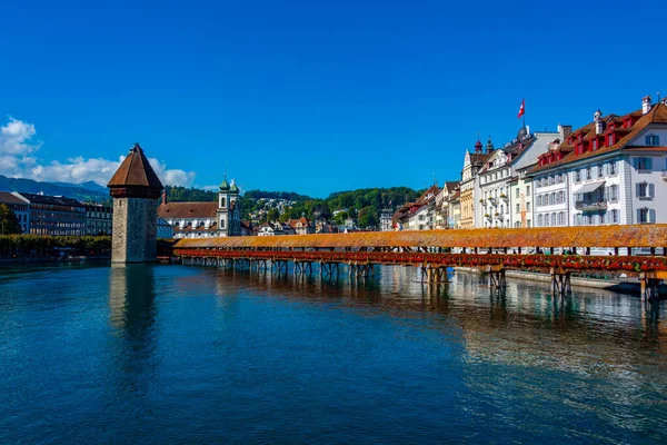 Stock image Luzern, Switzerland, September 20, 2022: Panorama of Kapellbruecke at Swiss town Luzern.