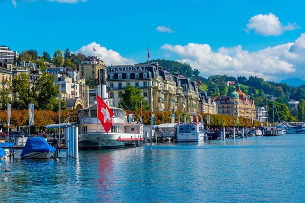 Luzern Ελβετία Σεπτεμβρίου 2022 Παραθαλάσσια Λίμνη Lucerne Στη Luzern Ελβετία — Φωτογραφία Αρχείου