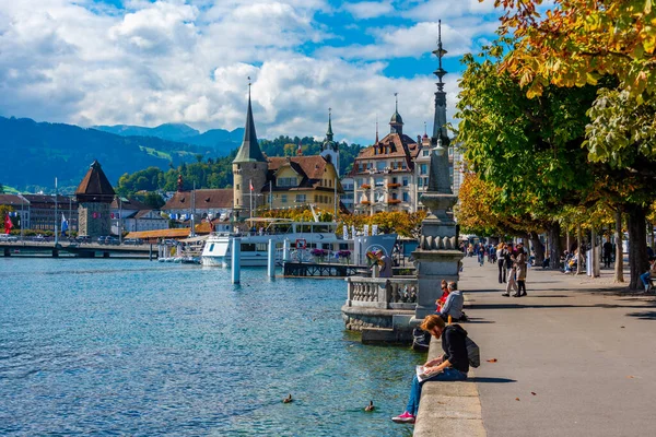 Люцерн Швейцария Сентября 2022 Года Старый Город Люцерна Вид Набережной — стоковое фото