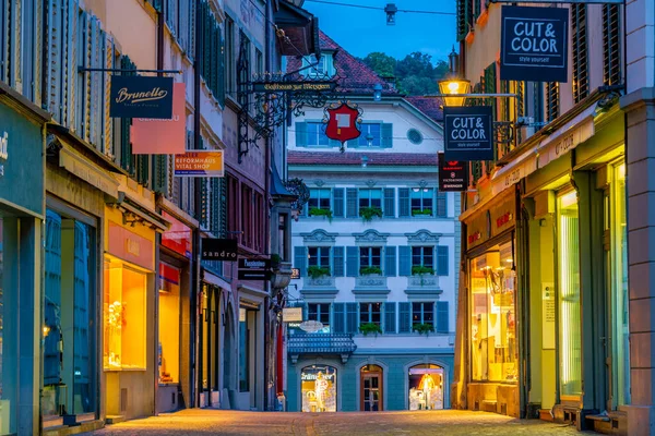 Luzern Suiza Septiembre 2022 Vista Nocturna Una Calle Histórica Casco —  Fotos de Stock