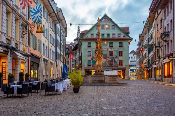 Luzern Suisse Septembre 2022 Vue Nuit Une Rue Historique Dans — Photo