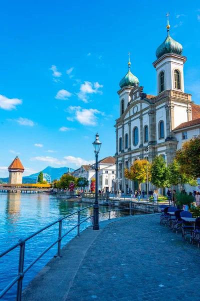 Luzern Ελβετία Σεπτεμβρίου 2022 Kapellbruecke Την Εκκλησία Του Francis Xavier — Φωτογραφία Αρχείου