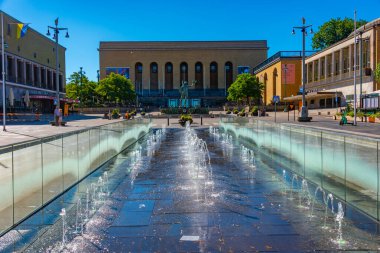 Goteborg, İsveç, 10 Temmuz 2022: Göteborg, İsveç 'teki Poseidon heykelinin görüntüsü.
