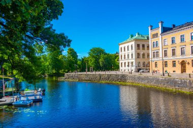 Goteborg, İsveç, 10 Temmuz 2022: Orta Goteborg, İsveç 'te bir kanal görüntüsü.