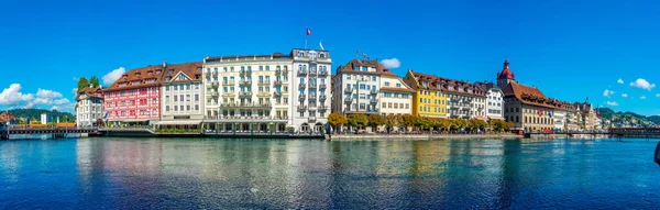 Luzern Switzerland September 2022 Hotels Waterfront Reuss Swiss Town Luzern — Stock Photo, Image