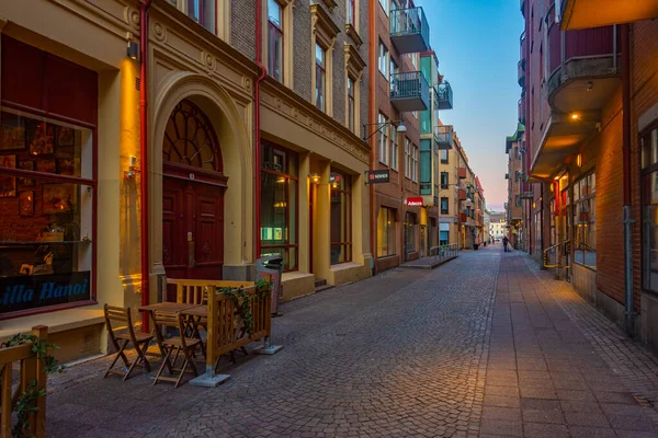 Goteborg Suécia Julho 2022 Vista Pôr Sol Uma Rua Goteborg — Fotografia de Stock