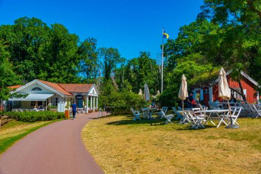 Oland, İsveç, 15 Temmuz 2022 İsveç 'te renkli kereste evleri.