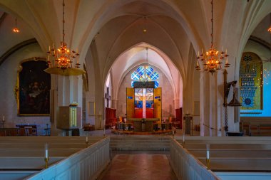 Vaxjo, İsveç, 16 Temmuz 2022: İsveç 'teki Vaxjo katedralinin içi.