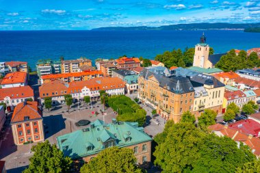 Jonkoping, Sweden, July 16, 2022: Hovrattstorget square in Swedish town Jonkoping.IMAGE clipart