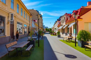 Jonkoping, İsveç, 16 Temmuz 2022: Jonkoping, İsveç 'te ticari cadde...