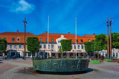 Jonkoping, İsveç, 16 Temmuz 2022 İsveç Jonkoping.IMAGE 'deki Hovrattstorget Meydanı